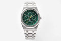 Stainless steel sport watch with green dial and metal bracelet, octagonal case