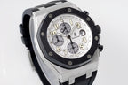 Audemars Piguet watch front angled with tachymeter ring and three chronograph counters