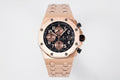 Audemars Piguet Royal Oak watch with rose gold bracelet and black dial