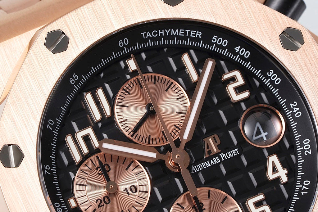 Audemars Piguet Royal Oak tachymeter bezel and number markers close-up