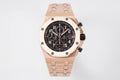 Audemars Piguet watch with rose-gold tone bracelet and black chronograph dial
