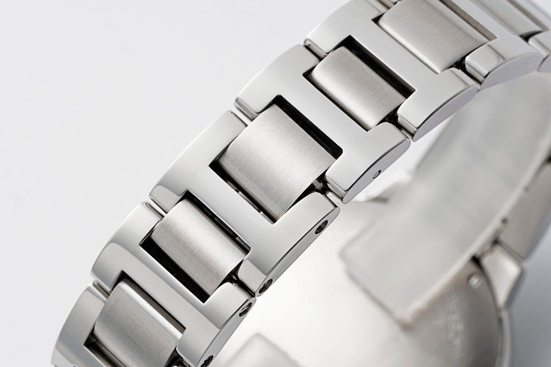 Cartier stainless steel watch bracelet link close-up