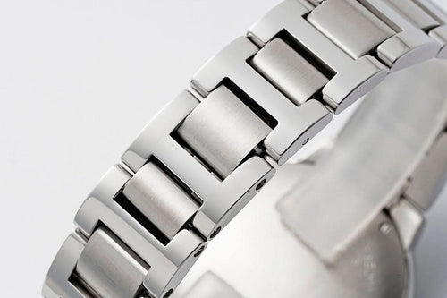 Cartier stainless steel watch bracelet link close-up
