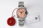 Cartier stainless steel wristwatch with rose dial and red AF charm