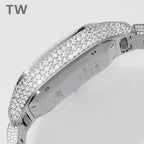 Diamond-set Cartier watch caseback with engraved inner plate