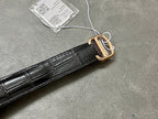 Cartier watch black leather strap with gold-tone buckle and keeper
