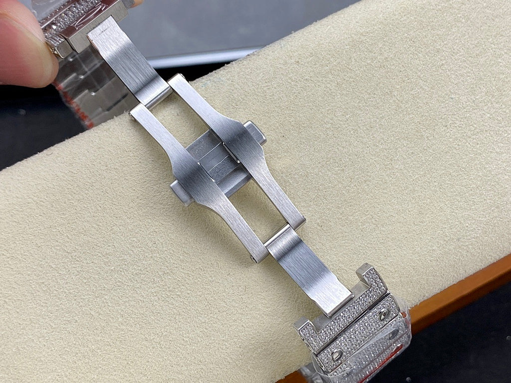 Cartier watch bracelet with textured metal links and clasp detail