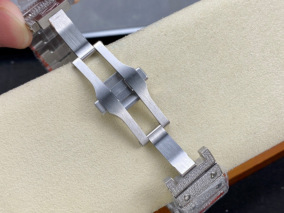 Cartier watch bracelet with textured metal links and clasp detail
