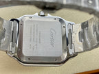 Cartier watch case back on bracelet, engraved markings visible