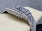 Cartier watch side angle, diamond-like bracelet band and bezel pattern visible