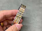 Cartier watch bracelet with alternating silver and gold metal links