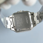 Stainless steel wristwatch case with engraved back and metal bracelet links