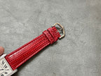 Cartier watch red crocodile leather strap with metal buckle clasp