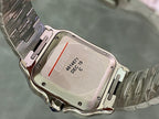 Cartier stainless-steel watch case back with engraved markings and clasp