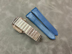 Cartier Santos watch clasp with blue leather strap