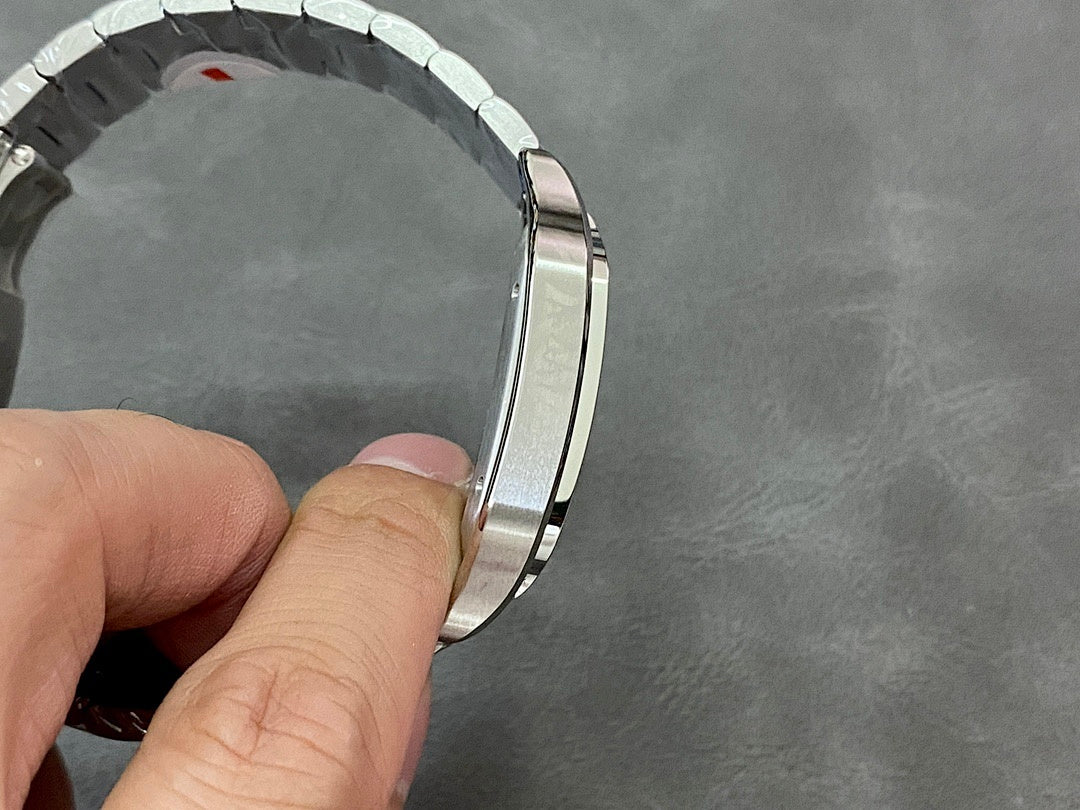Cartier Santos watch bracelet held up for side view