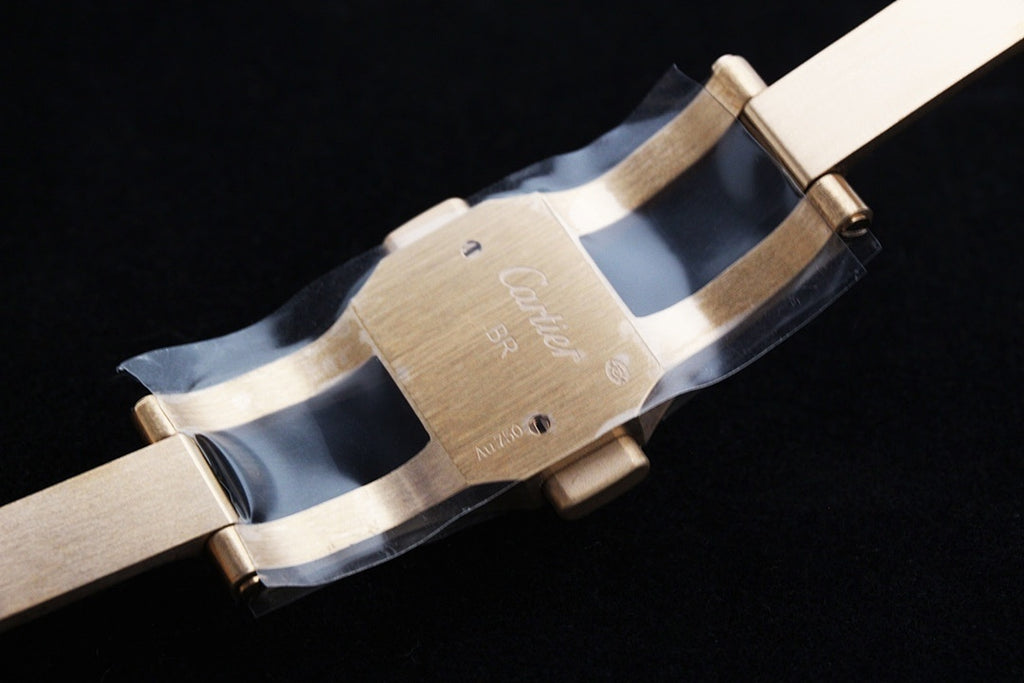 Cartier watch metal clasp on bracelet, brushed gold-tone finish