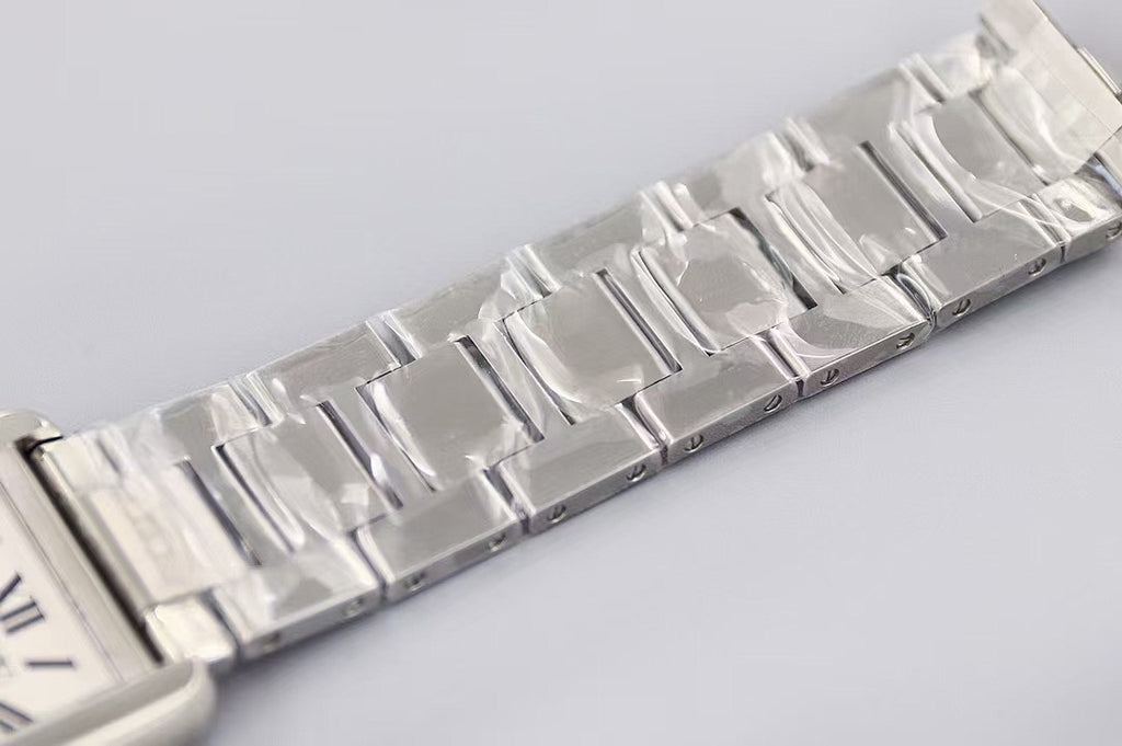 Cartier wristwatch metal bracelet section with linked silver segments