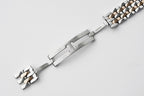 Two-tone metal bracelet with clasp and engraved links for Cartier watch