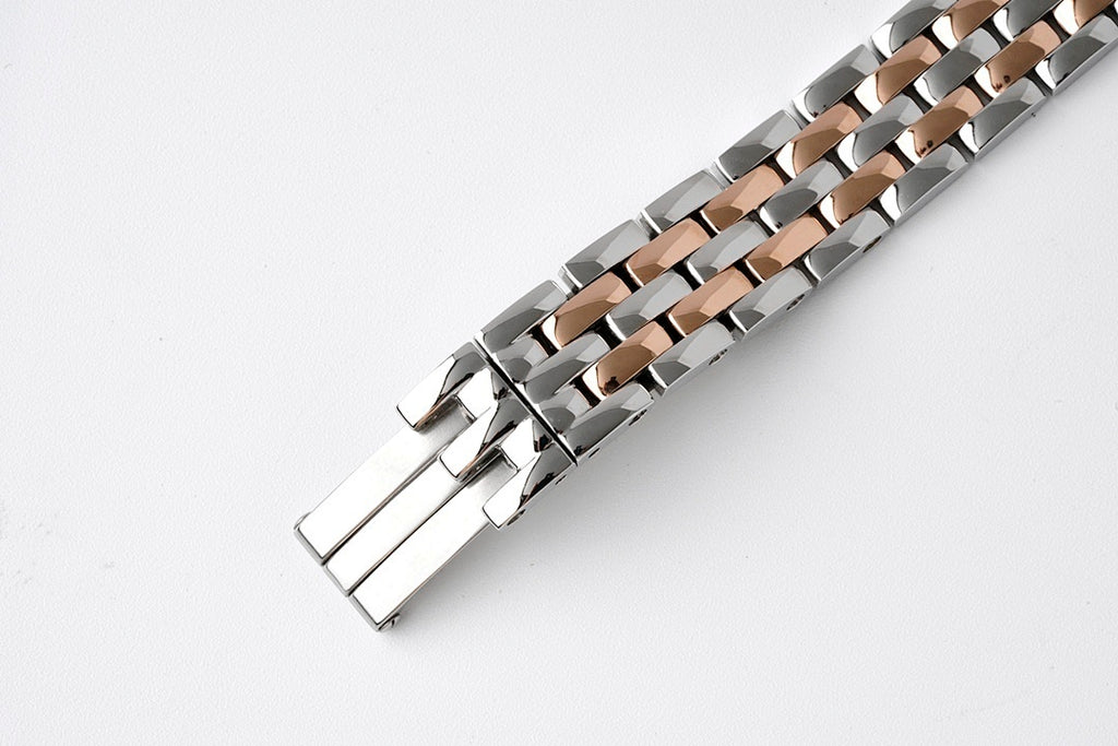 Two-tone metal bracelet with clasp end link for Cartier watch
