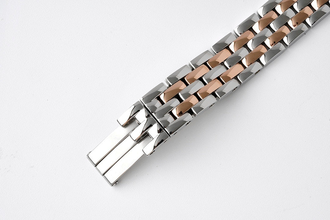 Two-tone metal bracelet with clasp end link for Cartier watch