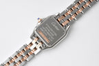 Cartier watch case and bezel with two-tone link bracelet, view from back