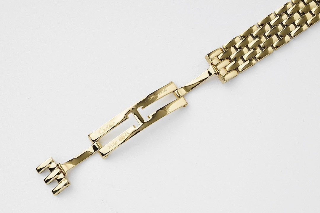 Gold-tone Cartier watch bracelet with metal links and clasp end