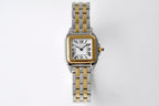 Cartier watch with gold and stainless steel bracelet, rectangular case, white dial
