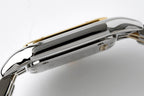 Cartier rectangular wristwatch case in polished steel with gold trim