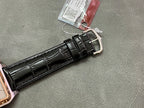 Cartier wristwatch strap, black leather with metal buckle