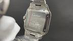 Stainless steel Cartier watch back with engraved details and folding clasp