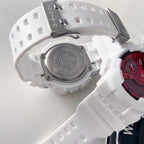 White resin watch with gray backplate and metal clasp