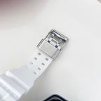 White resin watch strap with metal buckle clasp