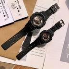 Casio G-Shock watches with black resin straps and round dials on instruction sheets