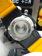 G-Shock Mudmaster wristwatch, back case with metal plate, black and yellow strap