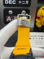 G-Shock Mudmaster wristwatch, buckle and clasp with yellow resin strap
