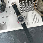 Casio G-Shock watch on packaging with black silicone strap and round black dial