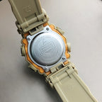 G-SHOCK digital watch caseback in light cream with circular engraved center