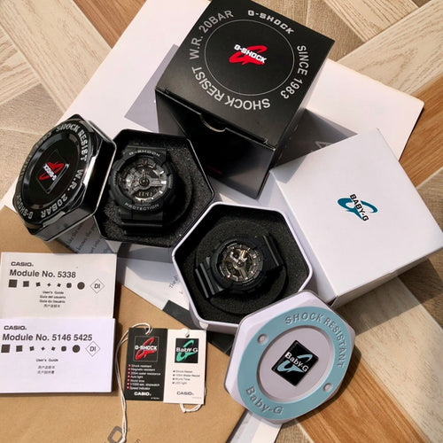 Black Casio watch with see-through dial details and rugged resin bezel