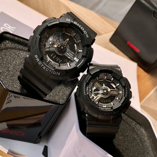Black G-Shock style Casio watch with round face and resin strap