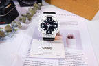 Casio G-Shock watch with white resin strap and black digital display