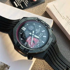 Casio Edifice wristwatch with black strap and dark blue dial, circular bezel markings