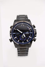 Casio Edifice watch with dark dial and black metal bracelet