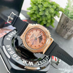 Casio G-Shock watch with rose-gold face and black resin strap