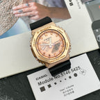 Casio G-Shock analog-digital watch with rose-gold bezel and black resin strap