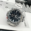 Casio G-Shock wristwatch, stainless steel with black dial and chronograph subdials