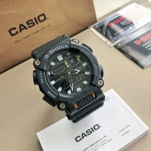 Casio G-Shock wristwatch with black dial and textured black strap