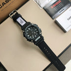 Casio G-Shock watch with black perforated strap and silver-tone metal buckle