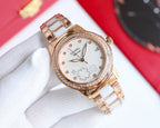 Chanel watch with rose-gold link bracelet, round diamond bezel, white floral dial