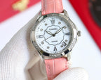 Chanel wristwatch with pink leather strap, white dial, Roman numerals, date window